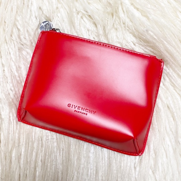 Givenchy Handbags - GIVENCHY Parfums red faux leather mini zipper cosmetics pouch GWP
